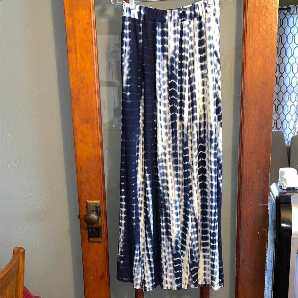 Poof! Blue and White Patterned Maxi Skirt
